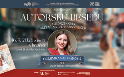 Kde končí kniha, tam začína literárny večer / Dominika Sakmárová – 16. 9. 2026